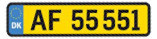 Eksempel på gul nummerplade